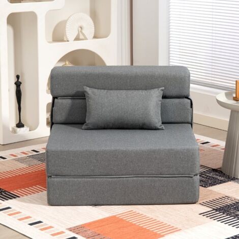 1-Sitzer-Klappsessel mit Kissen, Belastbarkeit 120 kg, 210 x 80 x 15 cm, grau