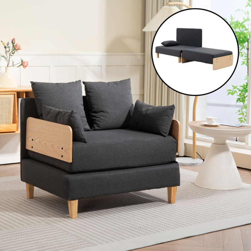 1-sitzer-schlafsofa Seinlus 81x88x68 Cm Dunkelgrau [en.casa]