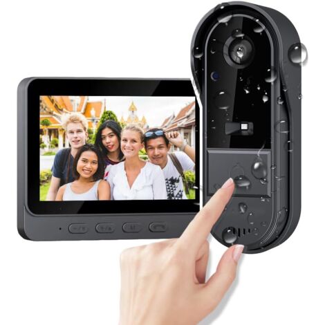 1 Sonnette Sans Fil, Caméra 1080P, Écran IPS 4.3, Angle 170°, Extérieur IP67, Maison