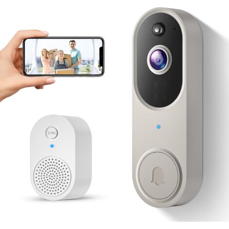 1 Sonnette vidéo 1080p, détection humaine IA, audio bidirectionnel, vision nocturne, Wi-Fi 2,4 GHz