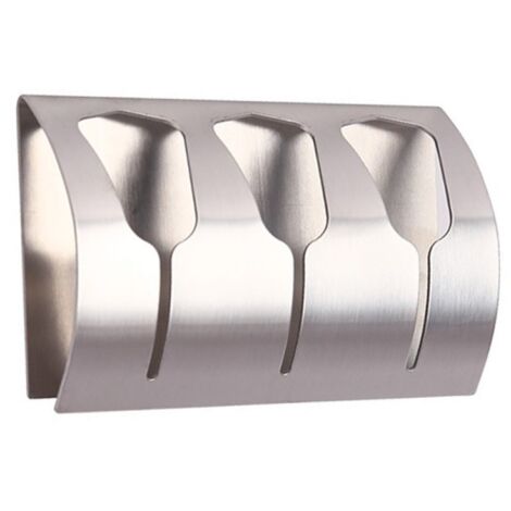 1 soporte adhesivo para toallas de baño, gancho para paños de cocina con 3 ganchos de acero inoxidable cepillado