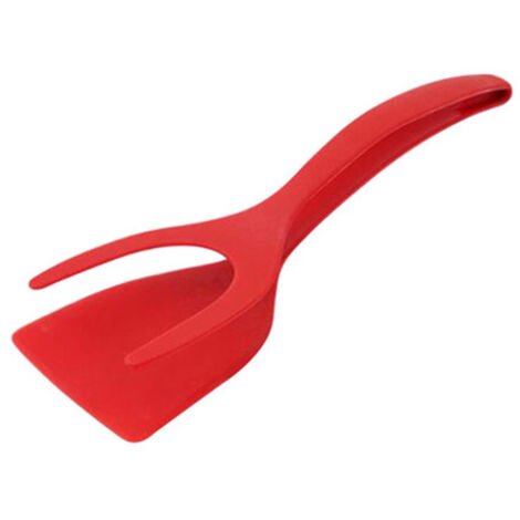 1 spatule à crêpes aux œufs, spatule à sauter multifonctionnelle 2 en 1 spatule antiadhésive en silicone pour ustensiles de cuisine (rouge)