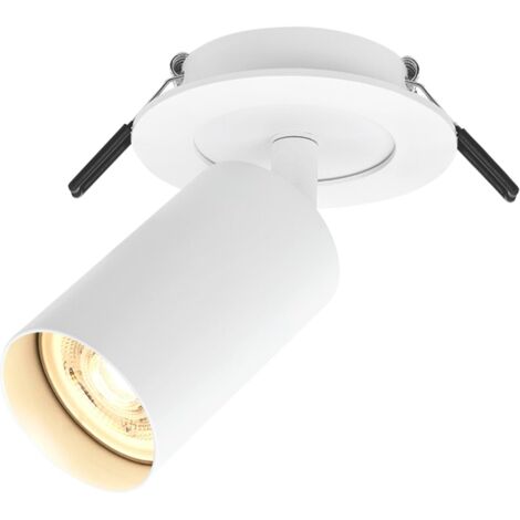 1 spot led encastrable orientable, culot gu10, aluminium blanc, plafond 230v, cuisine couloir salon