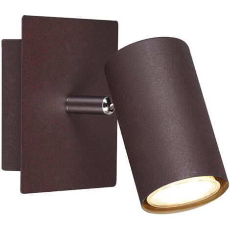 1 Spot mural Marley en métal rouillé, orientable, culot GU10, pour salon cuisine couloir
