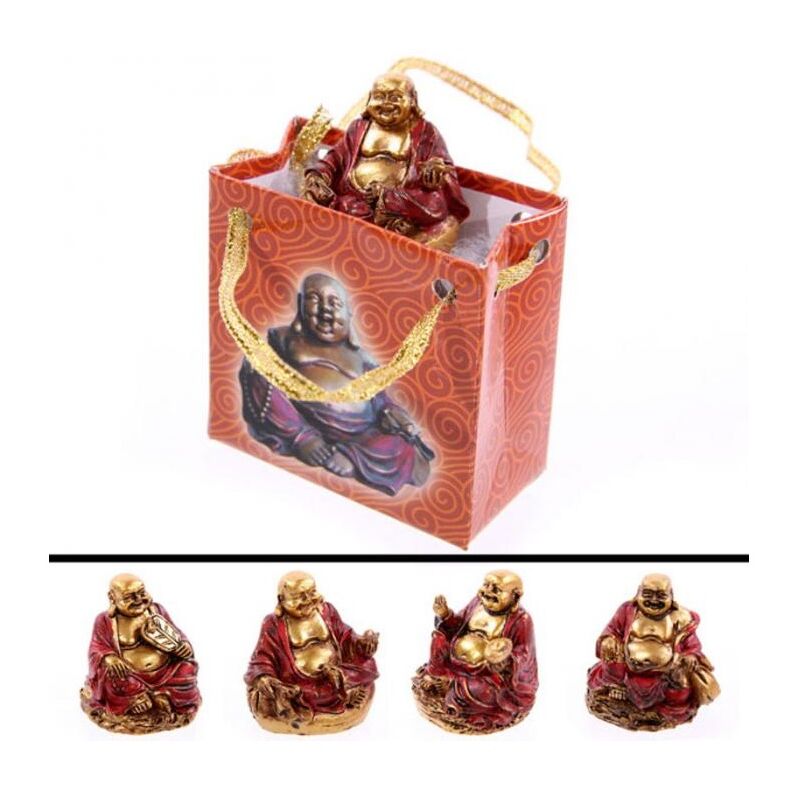 1001kdo Bouddhas Thaï&chinois - 1 Statuette Bouddha Rouge et Or en sac