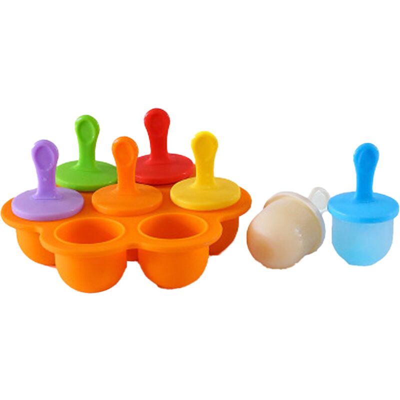 1 Stück 7-fach Eis am Stiel-Form für frisches Obst, gefroren, tiefgefrorenes Tablett, Mini-Silikon-Eis am Stiel, Lollipop Orange | 06927193839160