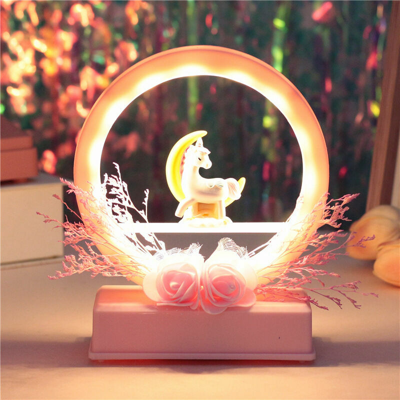 1 Stück Einhorn-Mädchen-Geschenke für Klassenkameraden, Liebhaber, Freunde, Musikalische Lichter-Ornament (Batterie nicht enthalten) | 07634066129837