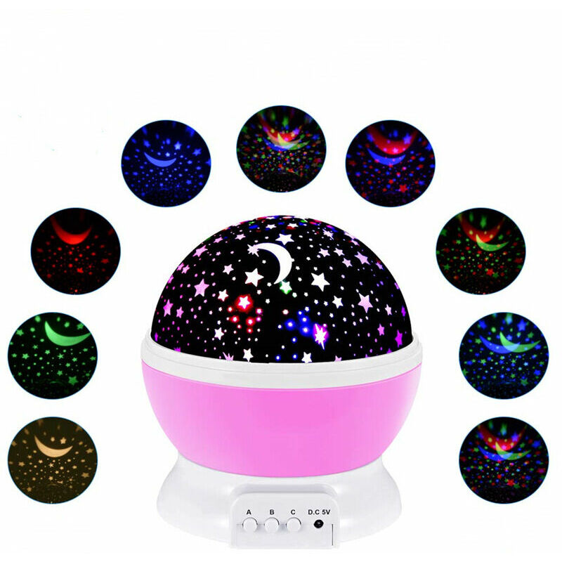 1 Stück Kinderstern-Nachtlichtprojektor: 360 Grad drehbares Mond-Stern-Nachtlicht für 2-12-jährige Baby-Mädchen-Geschenk-Nachtlicht für | 07634066120865