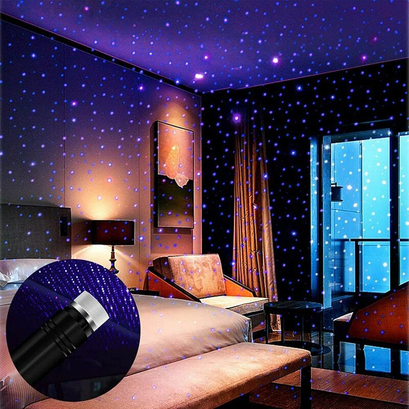 1 Stück Lila usb Magic Ball Star Lights Auto voller Sterne Atmosphärenlichter Auto Laser Star Lights Home Outdoor Atmosphärenlichter | 07634066120957