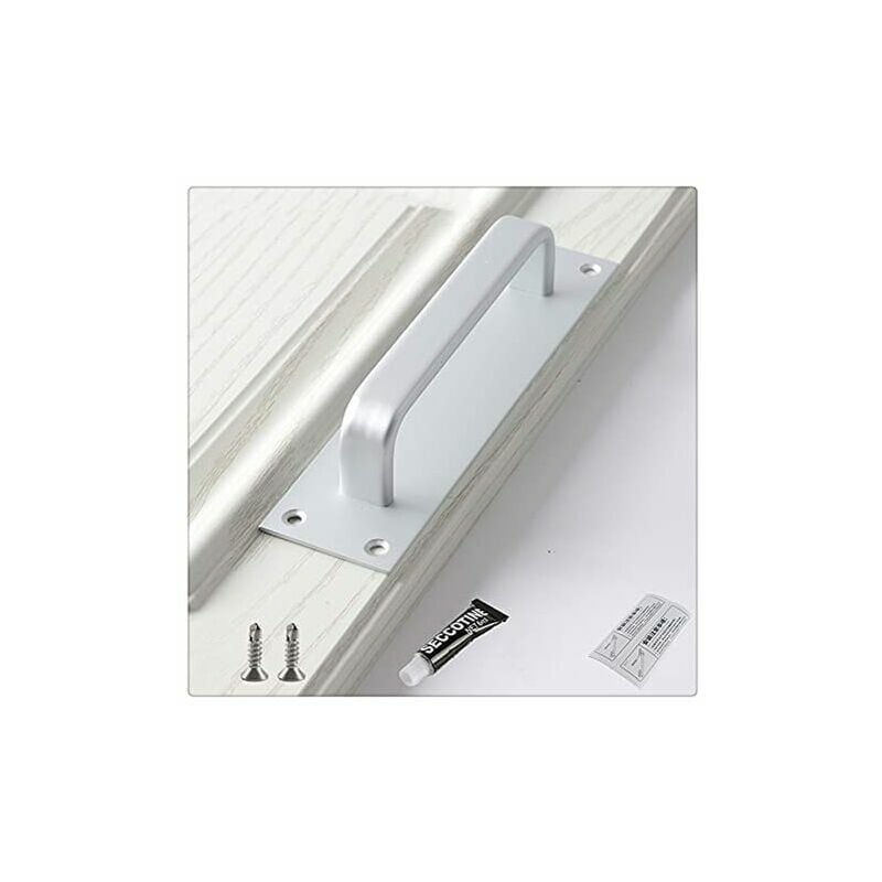 1 Stück Schiebetürgriff, Schiebetürgriff mit Rückenplatte (Aluminiumfarbe) | 07634066283393