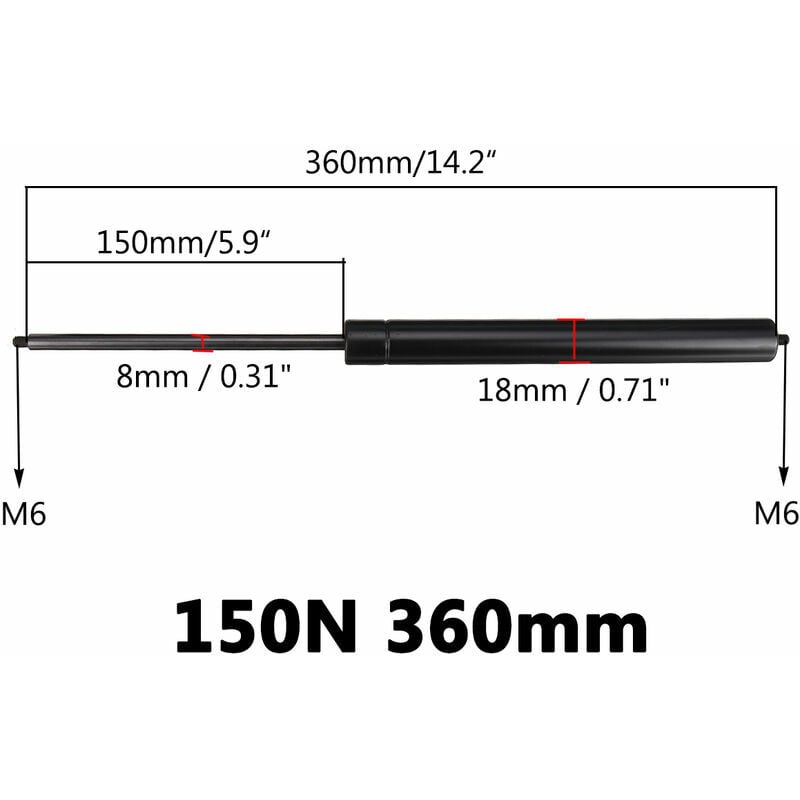 1 stücke 150N 360mm Auto Gasdruckfedern Lift Unterstützung Feder Stoßdämpfer Für Universal Auto Modell | 06286528150982
