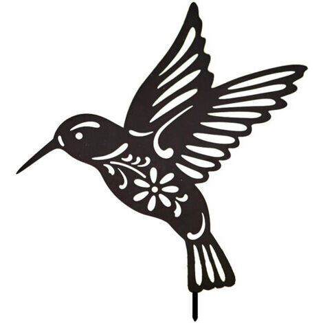 1 Stk. Wanddekoration Kolibri Vogel aus schwarzem Metall, Kolibri Skulptur aus Eisen Kolibri als Wandbild aus Metall zum Aufhängen, Metall Wandkunst Vögel für Garten Hof Landschaft (Schwarz)