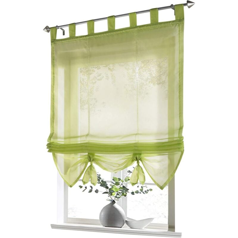 1 store bateau à passants, rideaux, cuisine, transparent, store à passants, rideaux, voile moderne (vert, LxH 80 x 155 cm)