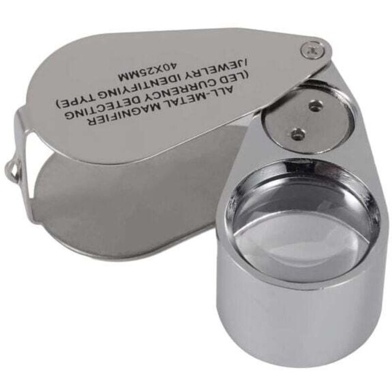 Image of 1 Stück, faltbare Lupe aus Metall mit 40-facher Vergrößerung und led