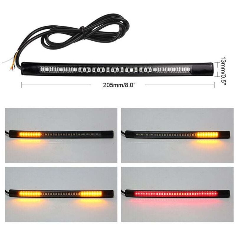 Image of XVX - 1 stücke, 48 led Bremslichter für Motorrad Auto Fahrrad Blinker Streifen Licht 12V