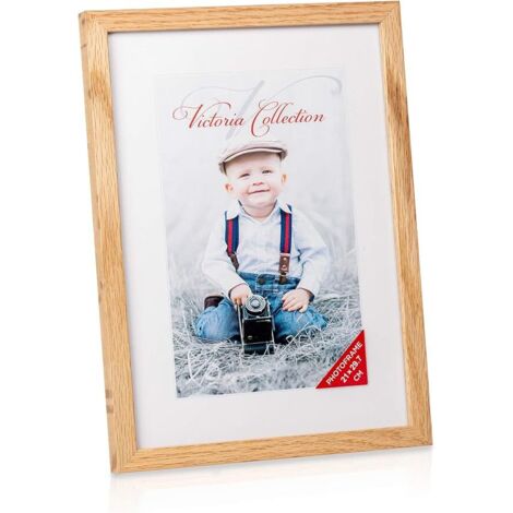 1 Stück Bilderrahmen aus massiver Eiche - Klassischer Holzbilderrahmen für A4 (