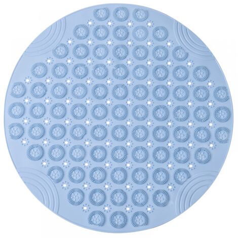 1 Stück blaue runde Massage-Badematte, 55 x 55 cm, rutschfeste Duschmatte, antibakterielle Badematte, maschinenwaschbare Duschmatte, Badematte mit Drainagelöchern und Saugnapf
