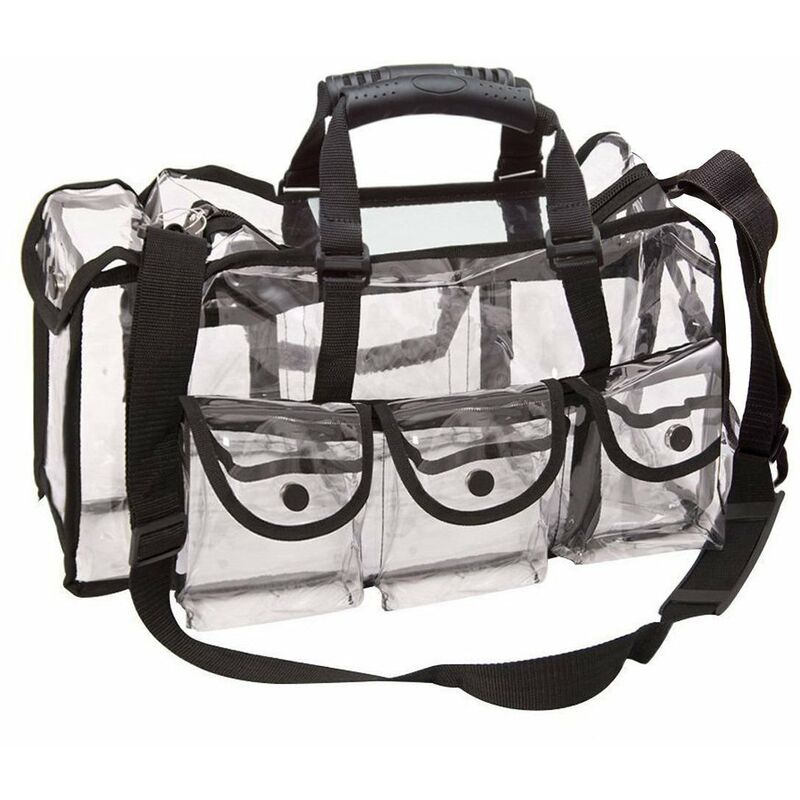 1 Stück durchsichtige Reise-Kosmetiktasche mit 6 großen Außentaschen Kosmetik-Organizer mit Schultergurt | 06286480255978