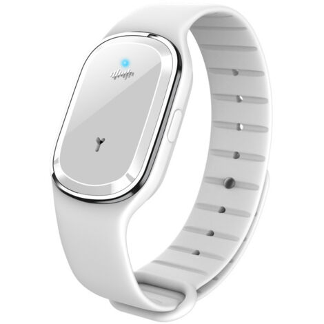 1 Stück elektronische Ultraschall-Mückenschutz-Armbänder mit USB-Kabel, wasserdicht, ideal für Reisen, für Kinder und Erwachsene, weiß