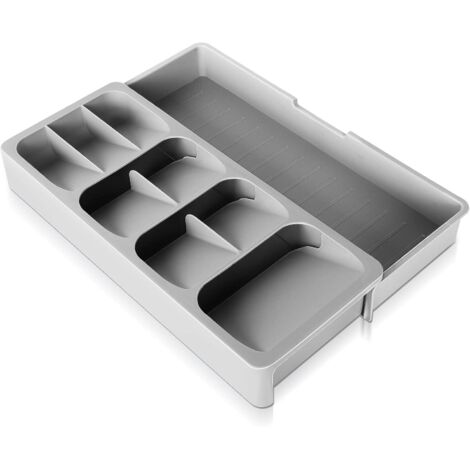 1 Stück (grau) Besteckkasten, Besteckhalter, Schublade mit 9 Fächern
