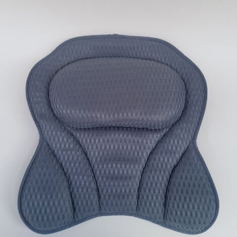 1 Stück graue Badematte mit 6 rutschfesten Saugnäpfen, weiche Badematte aus 3D-Luftmasche zur Unterstützung von Kopf, Nacken und Rücken, ideal für Whirlpools, Hydromassagewannen