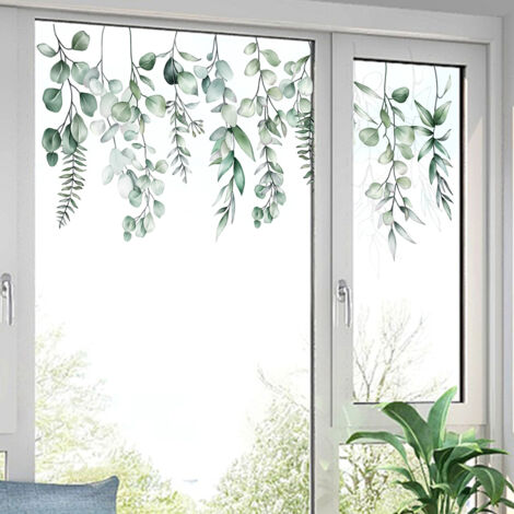 1 Stück grüne Blätter Fensteraufkleber Sommer Frühling Antikollisions Han