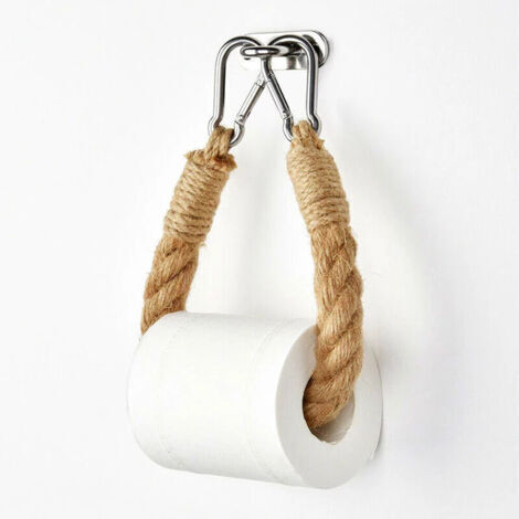 1 Stück Holz-Rollenhalter für Badezimmer, Vintage Toilettenpapierrollenhalter, Handtuchhalter aus Hanfseil für Bad und Küche