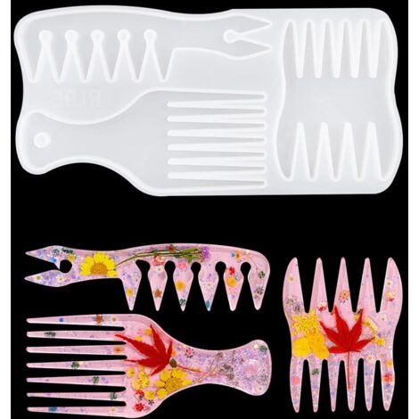 1 Stück Kamm-Silikonform, Kamm-Harzform mit breiten Zinken, Afro Co