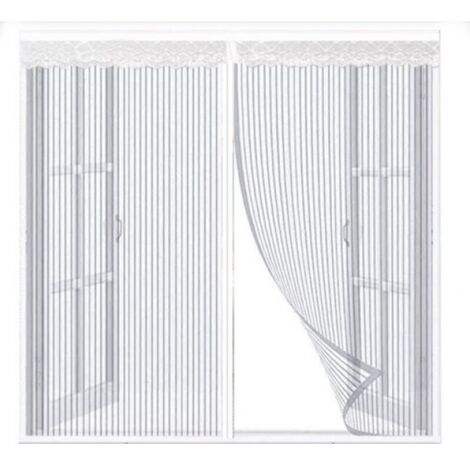 1 Stück Magnetische Fliegengittertür für Fenster 130x150CM Weiß - Magnetischer Fenstervorhang mit automatischem Verschluss