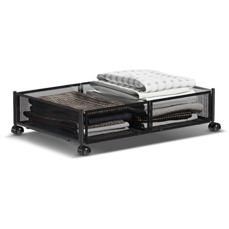 1 Stück Metall-Aufbewahrungsbox für unter das Bett mit Rollen, weiß, 62,6 x 42,3 x 15,8 cm, multifunktional, Organizer, großes Volumen, faltbares Design und gute Sichtbarkeit.