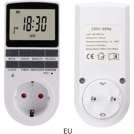 (1 Stück) Programmierbarer digitaler Stecker mit Countdown-Timer, Tages-/Wochentimer, Steckdosenprogrammierer mit LCD-Bildschirm und Diebstahlschutz-Zufallsmodus