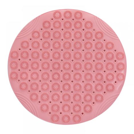 1 Stück rosa runde Massage-Badematte, 55 x 55 cm, rutschfeste Duschmatte, antibakterielle Badematte, maschinenwaschbare Duschmatte, Badematte mit Drainagelöchern und Saugnapf
