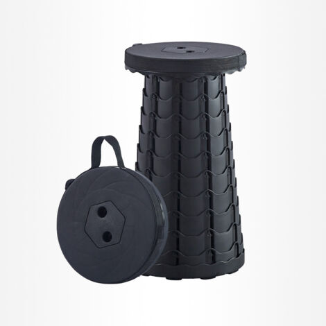 1 Stück schwarzer, tragbarer Klapphocker, ausziehbarer Hocker, Campinghocker