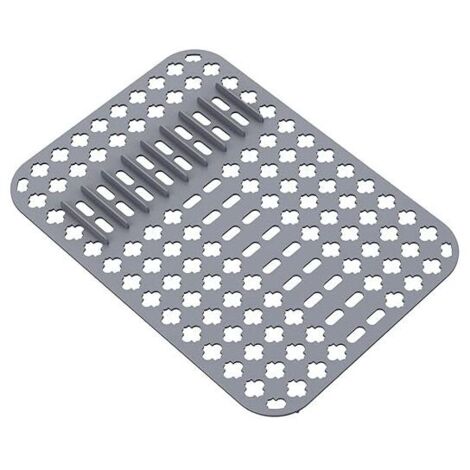1 Stück Spülbeckenmatte, Silikon-Schutzmatte, 40 x 29 cm PVC-Küchenspülenmatte zum Schutz von Spülbecken und Waschbecken mit Abflusslöchern (Grau)