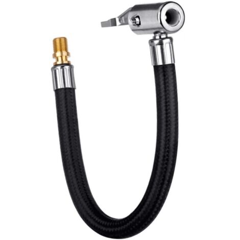 1 Stück Verriegelung Luftfutter mit Schlauch und Standard-Reifenventil mit Feingewinde, Adapter für den Inflatorschlauch