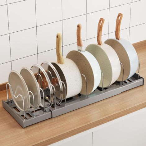 1 Support Couvercle Extensible, 9 Séparateurs Acier, Rangement Poêle Cuisine, Organisateur Tiroir