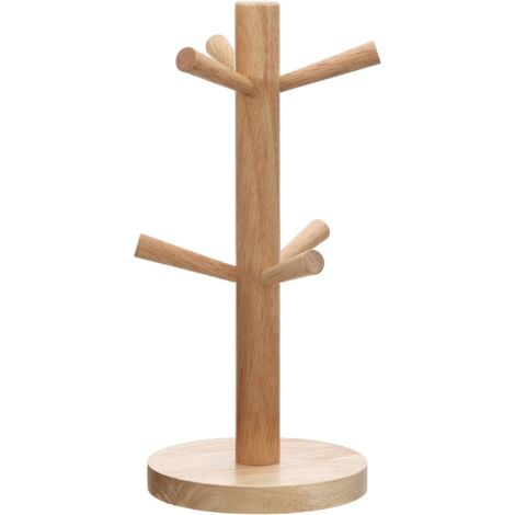 1 Support De Tasses En Bois D'hévéa, Base Large, Branches Coudées, Pour Cuisine
