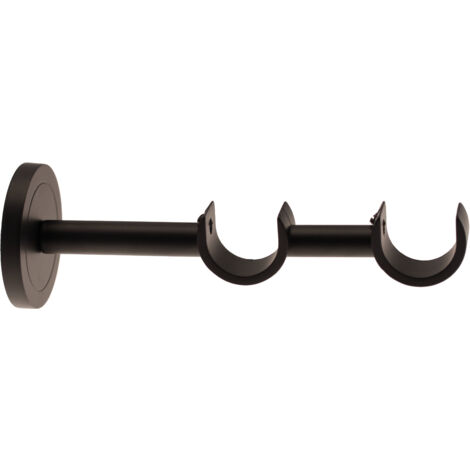 1 Support Mur Double Ouvert ø28 - ø28 - Noir Satiné - 9,5/16,5CM - Diamètre 28