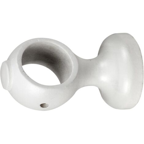 1 supporto monoblocco aperto da 5 cm per bastone legno diametro 28 mm - bianco