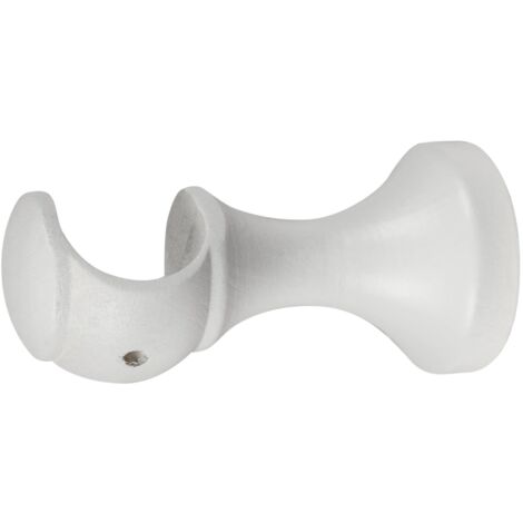 1 supporto monoblocco aperto da 8 cm per bastone legno diametro 28 mm - bianco