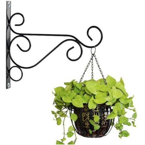 1 supporto per piante da parete per balcone, gancio in ferro battuto, ganci per piante con viti, per lanterne da balcone e giardino, decorazione per piante