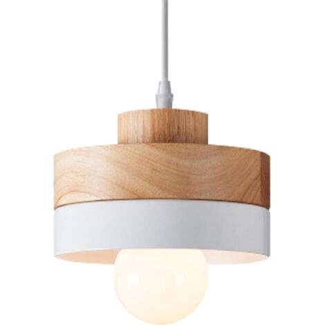 1 Suspension Luminaire Bois Métal Rond E27 Design Vintage Moderne Pour Salon Chambre Cuisine