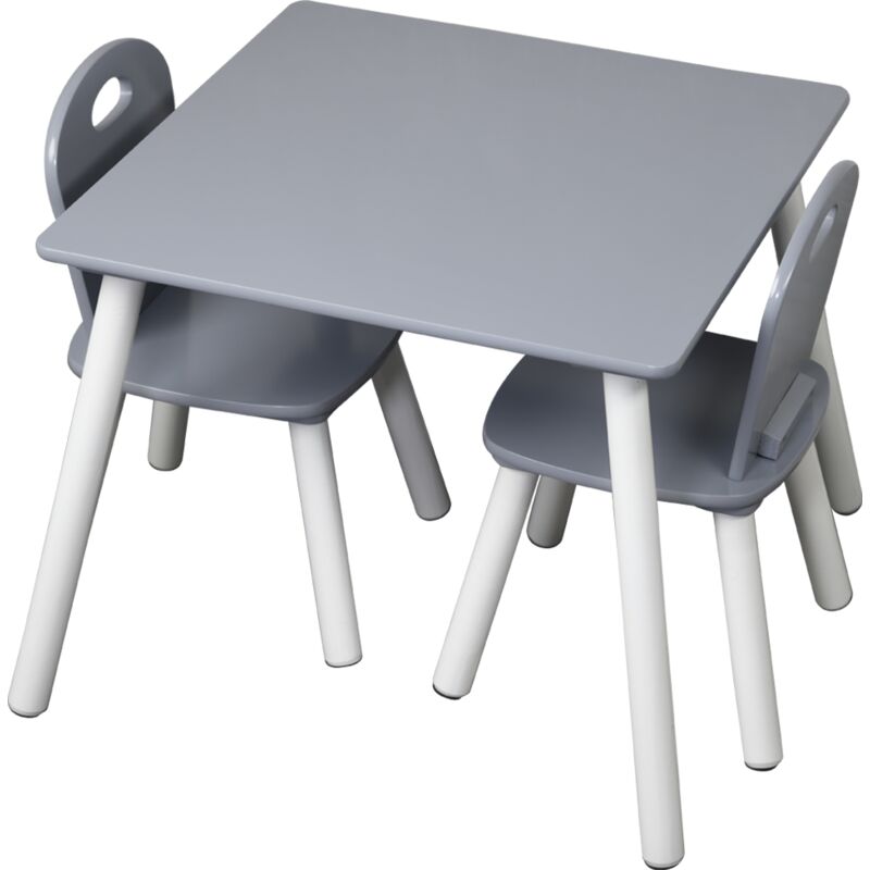 1 table d'enfant avec 2 chaises gris FSC