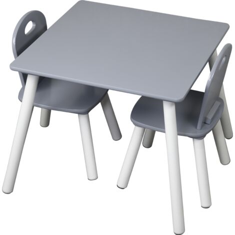 1 table d'enfant avec 2 chaises  gris FSC