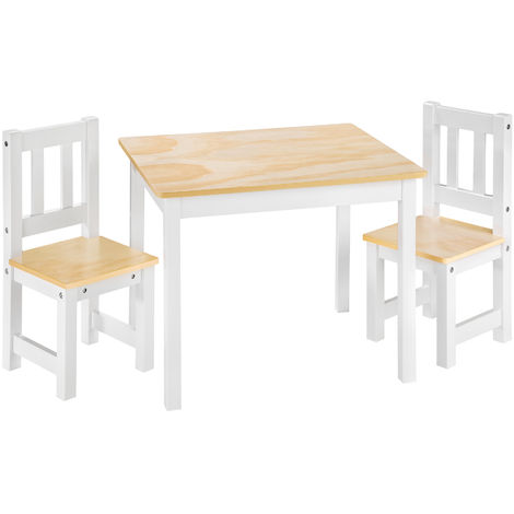 1 Table et 2 Chaises, Table d'Activité en Bois - ensemble table et chaises, meubles chambre - blanc