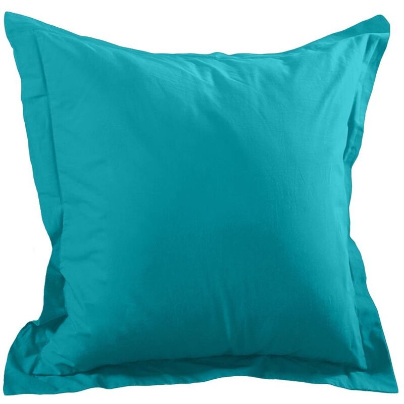 1 Taie d'oreiller coton uni 65 x 65 cm Alice bleu canard 1 Taie d'oreiller coton uni 65 x 65 cm Alice bleu canard