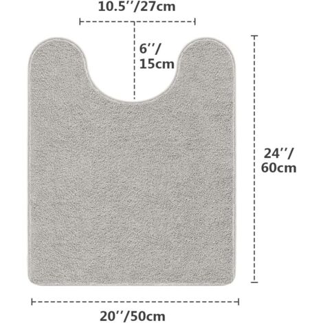 1 Tapis Contour Wc Antidérapant Microfibre Épaisse Absorbante Séchage Rapide Lavable Salle De Bain 50x60cm Gris Clair