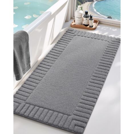 1 Tapis De Bain, 60x110 Cm, Microfibre Absorbante, Dos Antidérapant, Pour Salle De Bain, Douche