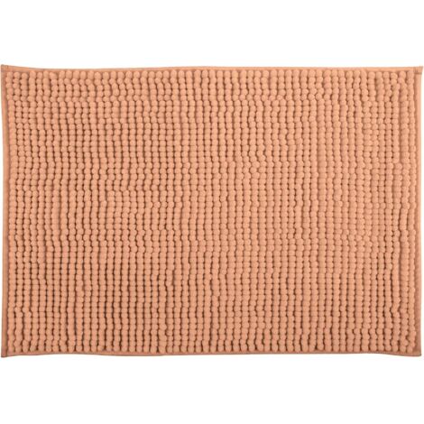 1 Tapis De Bain Chenille Microfibre Antidérapant Lavable Machine Boucle Accrochage Salle De Bain 40x60 Cm Pêche