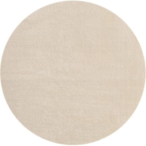 1 Tapis Rond Imitation Fourrure, Doux Polyester, Dessous Antidérapant, Lavable 30 Degrés, Pour Salon Chambre